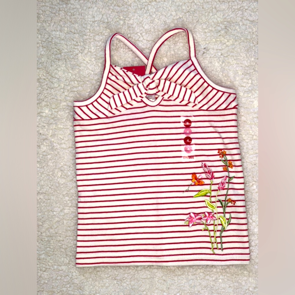 Gymboree TROPICAL PARADISE SIZE 4 red white stripe butterfly flower tank top